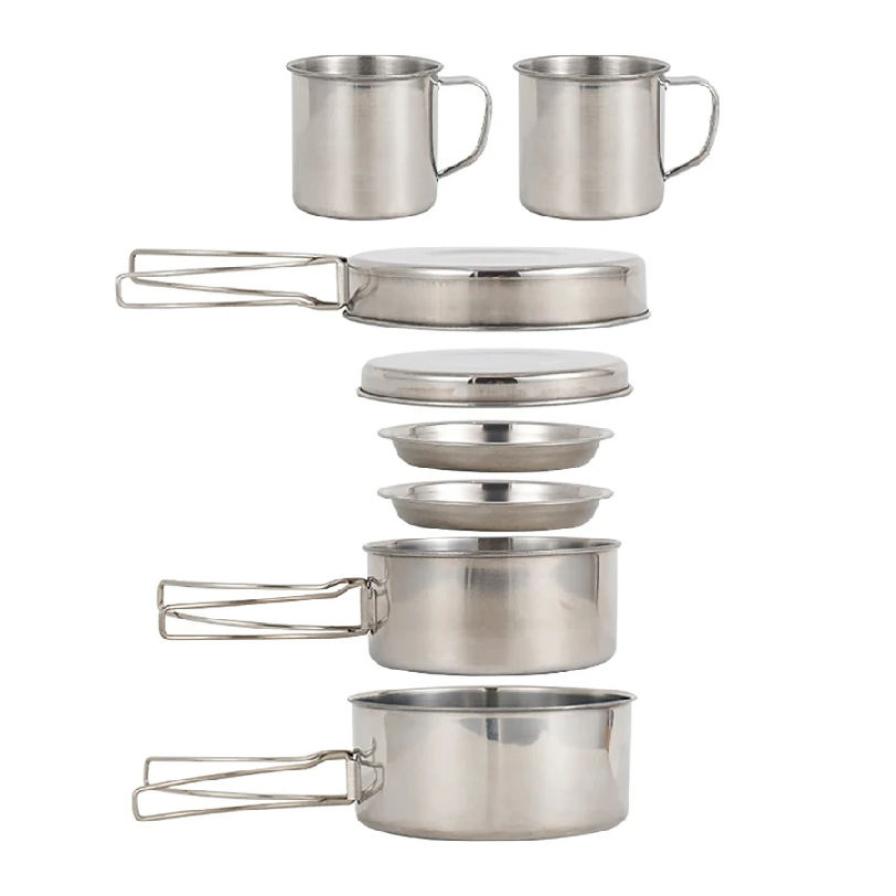 Paella Pan Steel - Set da 8 Pezzi per Campeggio,